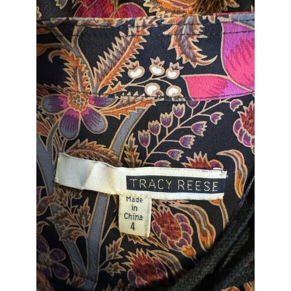 Tracy Reese Top 4 Silk Long Sleeve Floral Burnout Paisley Romantic Fairy Flowy - Picture 5 of 10